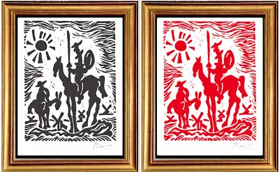 2 Picasso Hand Signed Ltd Ed Prints  Don Quixote  Black & Red W/COA (unframed) • $298.99