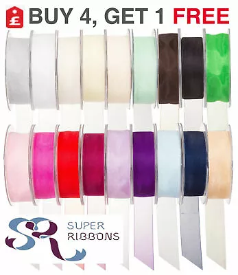 £3.66 • Buy Woven Edge Organza Ribbon Reels Rolls 25/50 Metre Plain Width 3-40mm Craft Wrap