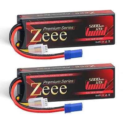 2PCS Zeee 3S LiPo Battery 5000mAh 120C 11.1V EC5 LCG Hardcase For RC Car Truck • $113.04