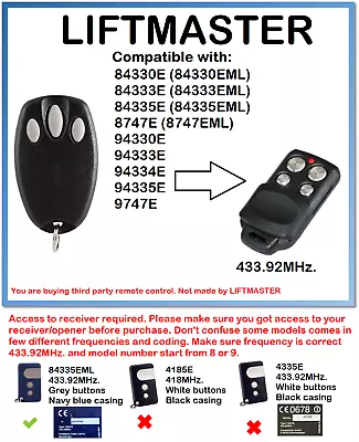 Chamberlain Liftmaster Motorlift 94335E Compatible Remote Control 1A5639-7  • £9.99