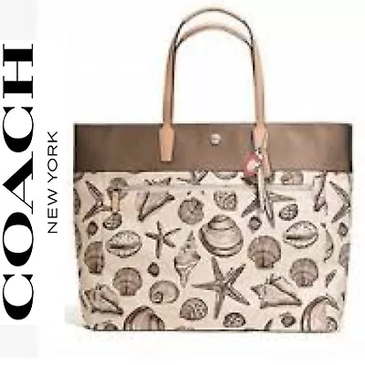 Coach Resort Shell Seashells Beach Ocean Starfish Tote Bag Signature Rare F27782 • $348