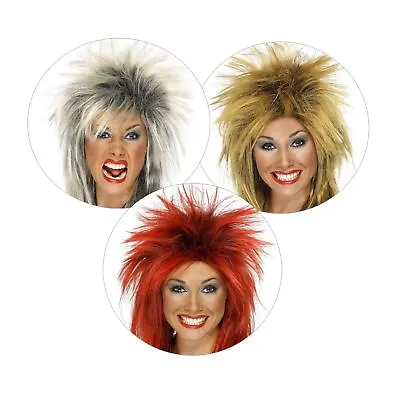 Adult Ladies 80s Mullet Rock Diva Wig Punk Rocker Music Fancy Dress Accessory • £12.49