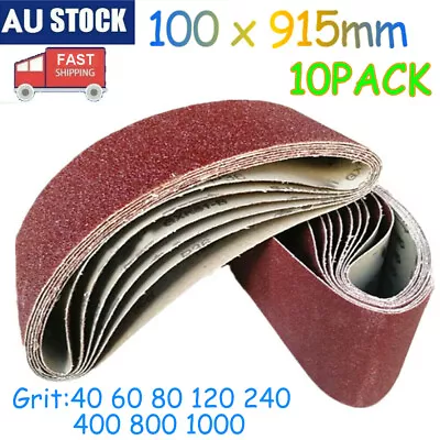 100mm X 915mm 914 Sanding Belt Belts 40 - 1000 Grit Heavy Duty Cloth Backed 10pc • $24.95