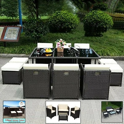 $48.01 • Buy Garden Outdoor Sofa Set Furniture 4Pc / 9pcs PE Wicker Rattan Lounge Setting AU