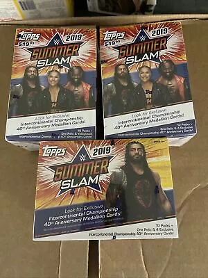 Lot Of 3 2019 Topps WWE SUMMER SLAM WWE Blaster Box 40th Anniversary Medallion • $177.87