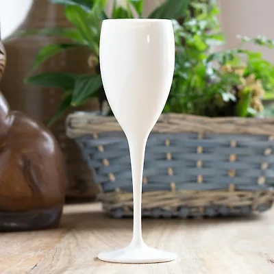 $20.95 • Buy Set Of 4 White Polycarbonate 17cl Champagne Flutes Wine Prosecco Wedding Glasses