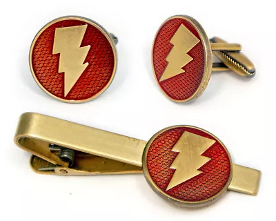 Shazam Cufflinks The Justice League Tie Clip Captain Marvel Wedding Cuff Links • $9.95