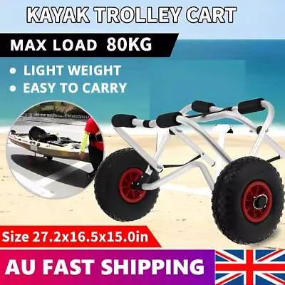 Portable Kayak Trolley Canoe Adjustable Aluminium Wheel Cart Carrier 80KG • $53.57