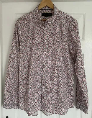 MERC LONDON “Durham” Long Sleeve Shirt White Mens XL Floral Print • £16.99