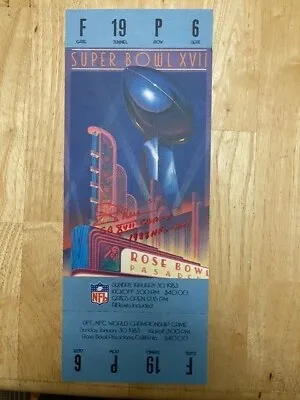 Joe Theisman Signed Mini Mega Ticket Super Bowl XVII Washington - 2 Inscriptions • $70