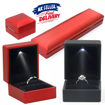 LED Lighted Ring Pendant Jewellery Creative Case Holder Necklace GiftBox Display • £6.89