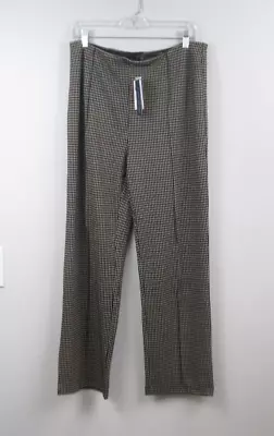 NWT Joan Vass New York Houndstooth Straight Leg Pull On Pants Size Large • $34.90