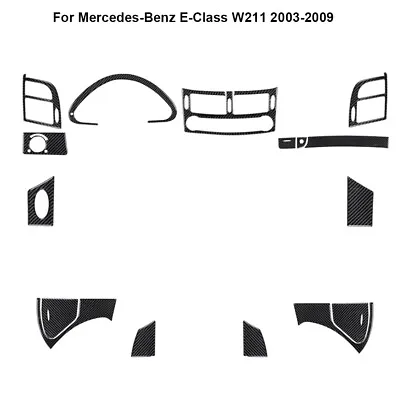 15Pcs Carbon Fiber Interior Full Kit Cover Trim For Mercedes-Benz E-Class W211 • $119.52