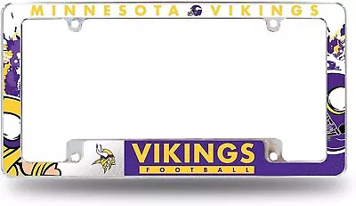 Minnesota Vikings Metal License License Plate Frame Chrome Tag Cover All... • $21.99