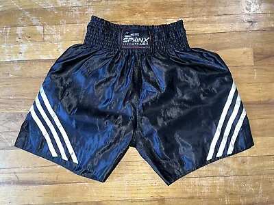 Muay Thai Satin Boxing Shorts Large Sphinx MMA Nylon Shiny Vintage • $46.99