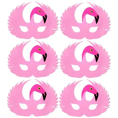 £4.99 • Buy 6 Flamingo Foam Face Masks - Fancy Dress Theatre Animal Masquerade Party Masks