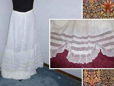 Antique Victorian Edwardian Petticoat Bustle Skirt Valenciennes Bobbin Lace • $126.77