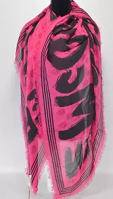 New Alexander McQueen 681754 BIKER GRAFFITI Modal Skull Scarf PINK/BLACK • $138.60