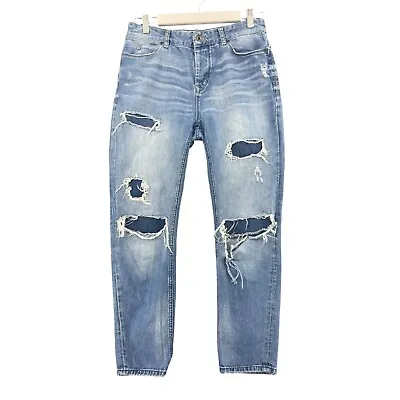 Maison Scotch Jeans Womens 26 Blue L'Adorable Boyfriend Distressed Button Fly • $24.99