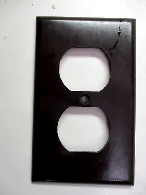 Cooper 1970s Smooth Brown Bakelite Duplex Outlet Plate Wall Box Cover 1 Vintage • $7.50