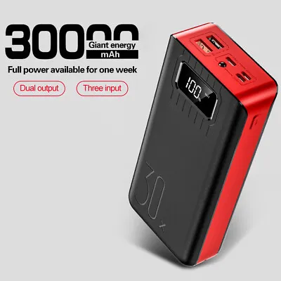 $34.99 • Buy Portable Fast Charger 30000mAh Power Bank Dual USB External Battery LED Display