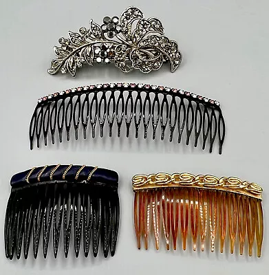 Vintage Lot 4 Kirk’s Folly USA & Zitomer France Hair Side Combs Rhinestone Clips • $35