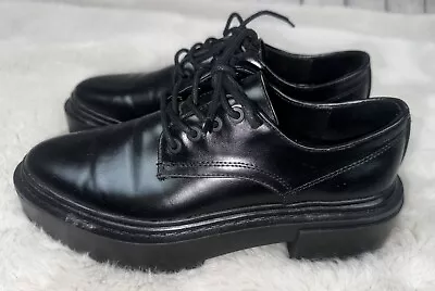 NWOT ZARA Womens' Black Patent Leather Derby Shoes Loafers Size EU 37/US 6.5 • $29.99