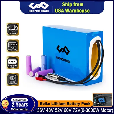 72V 60V 52V 48V 36V 20Ah Lithium Ebike Battery Pack For 0-5000W EScooter Motor • $209