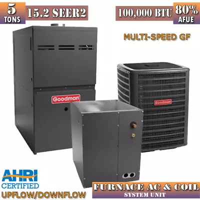 5 Ton 15.2 SEER AC 100K BTU 80% Gas Furnace GSXH506010 GM9S801005CN CAPT4961C4 • $4800