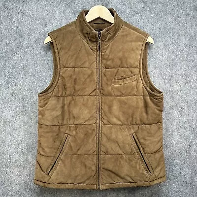 Hackett London Winter 100% Lambskin Grain Leather Suede Gilet Size Large • £99.99