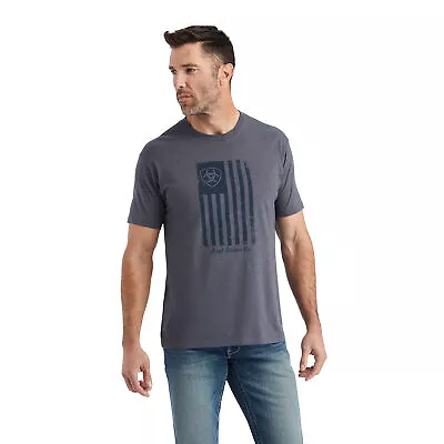 Ariat® Men's American Flag Faded Titanium Heather T-Shirt 10042655 • $22.97