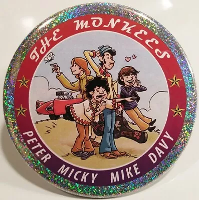 The Monkees JUMBO PIN BUTTON Davy Jones Micky Dolenz Peter Tork Micheal Nesmith • $4.29