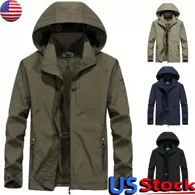 $33.53 • Buy Men Windproof Waterproof Jacket Outdoor Sports Hooded Rain Coat Outwear Tops US