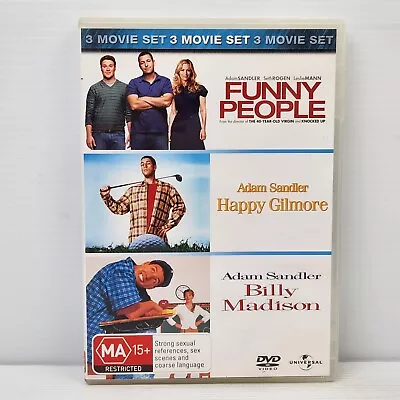 Adam Sandler 3-DVD Movie Set Funny People / Happy Gilmore / Billy Madison Reg 4 • $4.49