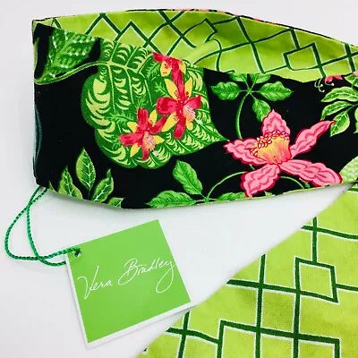 Vera Bradley Scarf Sash Belt NEW Hair Tie Floral Green Geometric Reversible • $12.99