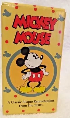 Disneyana Vintage Mickey Mouse Ceramic Figure Bisque Reproduction 1930 In Box • $9.99