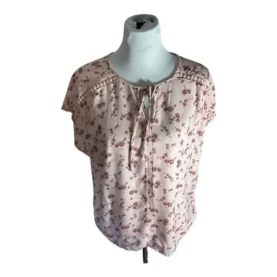 Como Vintage Blouse Women's Size Large Pink Floral Print Sleeveless 100% Rayon • $11.69