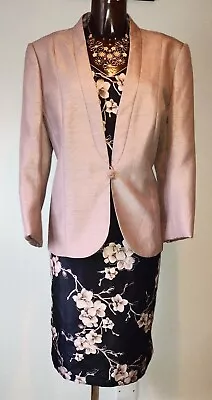 Jacques Vert Black Mink Dress & Jacket Mother Of The Bride Suit Size 20 • £64.99