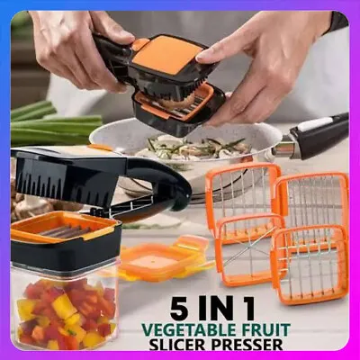 NutriChopper Food Vegetable Chopper Dicer 3 Stainless Steel Blades & Container • $17.95