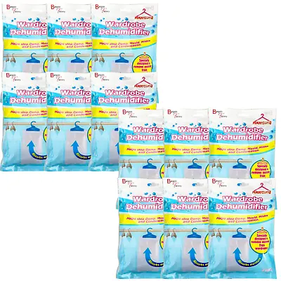 12 X 210g HANGING DEHUMIDIFIER WARDROBE DAMP MOISTURE MOULD MILDEW REMOVER TRAP • £9.99