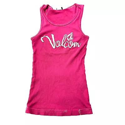 Vintage Y2K Volcom Tank Top Women XS Pink 100% Cotton Made In USA DISTRESS • $9.69