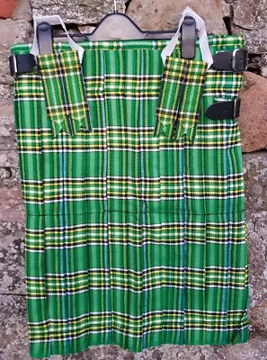 £35 • Buy Classic Vintage Green Tartan Kilt Skirt, Scottish Design Tartans Uk 14 16 32 In