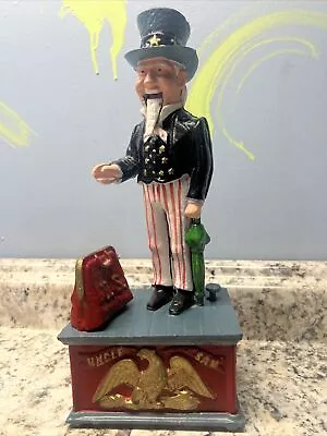 Vintage UNCLE SAM Mechanical Coin Bank Cast Iron Metal PERFECT CONDITION • $20.25