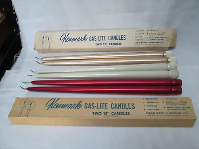 6 Vintage Kenmark Gas Lite Aluminum Candles Gold Tone 15 In Vintage Christmas • £24.05