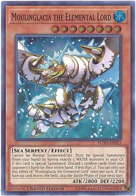 3 X Yu-Gi-Oh Card - FLOD-ENSE2 - MOULINGLACIA THE ELEMENTAL LORD (super Rare) • $2.89