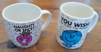 Mr Men Mugs X 2 Mr Perfect & Little Miss Naughty Ceramic Collect Fun Coffee • £16