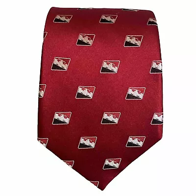 IZOD Indianapolis Indy 500 Mens 100% Silk NeckTie RaceCar Logo NWT 58  Burgundy • $22