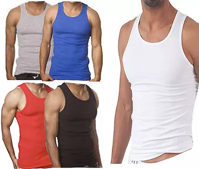 6 X Mens Vest 100% Cotton Gym Training Tank Top T Shirt Casual New Sleeveless • £13.99