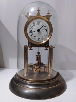 £340 • Buy Phillip Hauck Compensating 400 Day Clock Anniversary Torsion Under Glass Dome