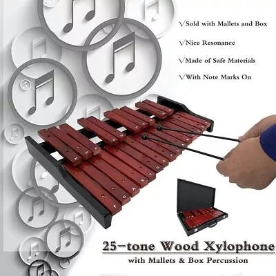 Professional Wooden Soprano Glockenspiel Xylophone With 25 Metal Keys Percussion • $116.85